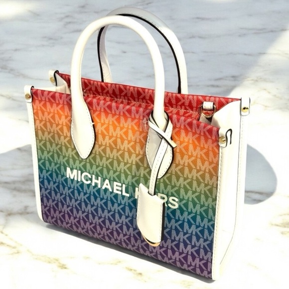 Michael Kors Mirella Small Rainbow Signature Logo Crossbody Bag Rainbow - Picture 7 of 9